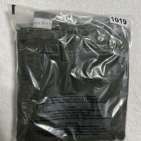 LOFT High Waist Skinny Corduroy Pants Women's 10 Green Stretch Cotton - Picture 15 of 15